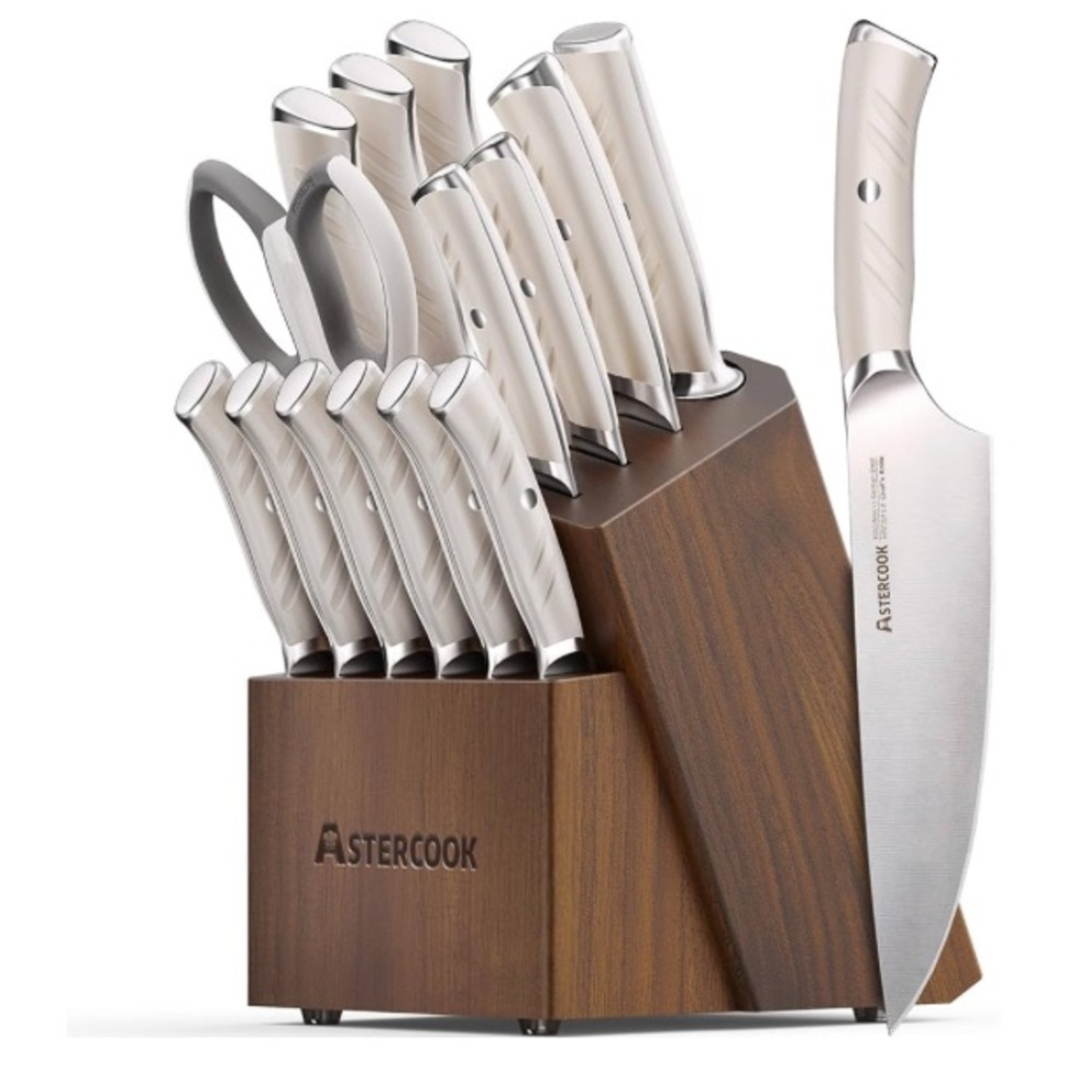 German Butcher Block 15 piece Kitchen Knives Set